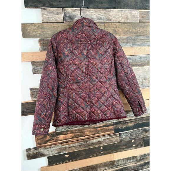 Talbots PAISLEY QUILTED JACKET zip & pockets petite size small - Picture 4 of 10